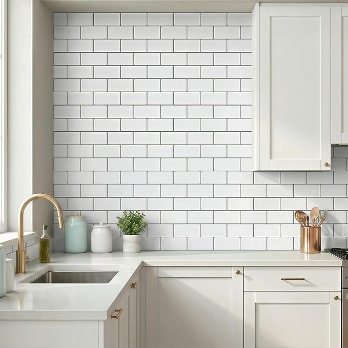 Arttown Peel and Stick 3D Wall Backsplash, 20-Sheet, 12" × 12" White | Subway Tile Self Adhesive Thicker Design Wall Tiles Panel Wallpaper for Kitchen Bathroom Balcony - Image 2