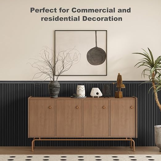 Art3d Beadboard Wainscoting Wall Panel Kit, 37.8 x 9.84 Inch, Matte Black | 12-Piece Panels + 4 Edge Trims, 31 Sq.Ft. Coverage, Lightweight, Water-Resistant, Easy to Trim, for Living Room, Bedroom - Image 9