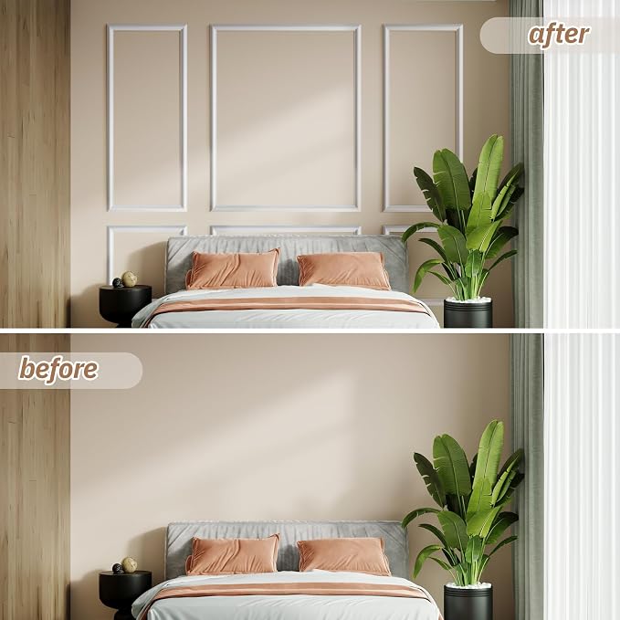 Peel and Stick Wall Molding Kit, Accent Wall Panels for Interior Wall Decor with Double-Sided Tape, 3 Set Pre-Cut PS Wainscoting Panels (50 * 40 in) - Image 5
