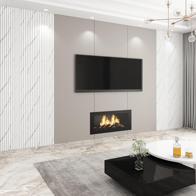 Slat Wall Panel 8-Pack, 118’’x6.3’’, Marble White | WPC Wall Panel for Interior Wall Decor, TV Background, Kitchen, Bedroom - Image 5