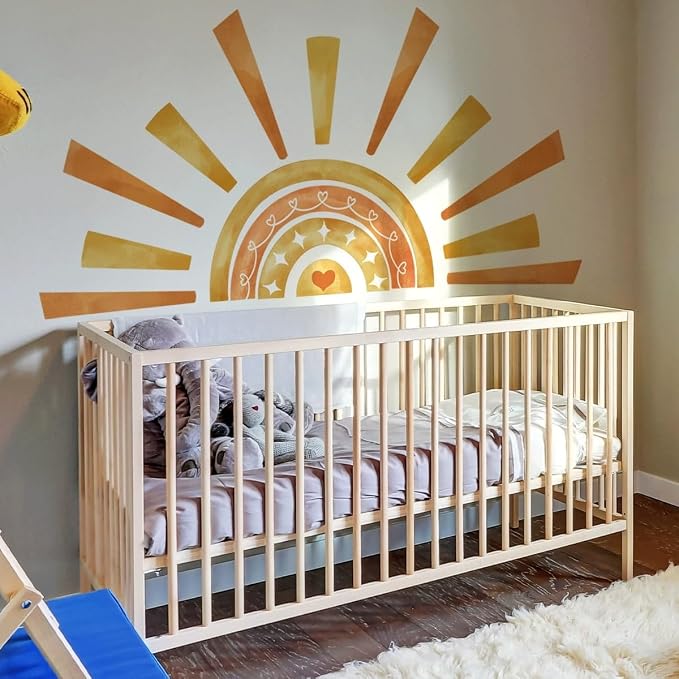 Wall Stickers Decals Kids Peel and Stick Removable for Nursery Kids Bedroom Living Room décor Boys Playroom (Sun Rainbow) by CNUSER