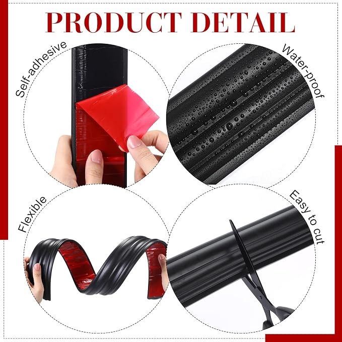 32.8ft x 2.36 Inch Flexible Peel and Stick Molding Trim for Wall, Baseboard, Backsplash, Tile Edge, Chair Rail, Mirror-self Adhesive Trim for Bathroom Wall Door Floor Corner Window, Black - Image 3