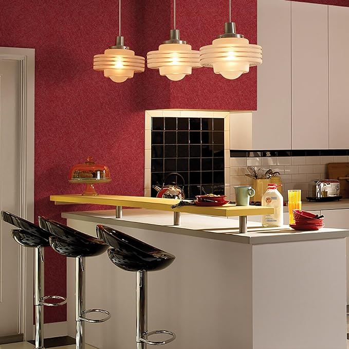 Dark Red Peel and Stick Self Adhesive Wallpaper Embossed Silk Contact Paper | 15.7" X 118" Removable Waterproof Bathroom Countertop Contact Paper Kitchen Vinyl Wrap for Cabinet Wall Cover - Image 6