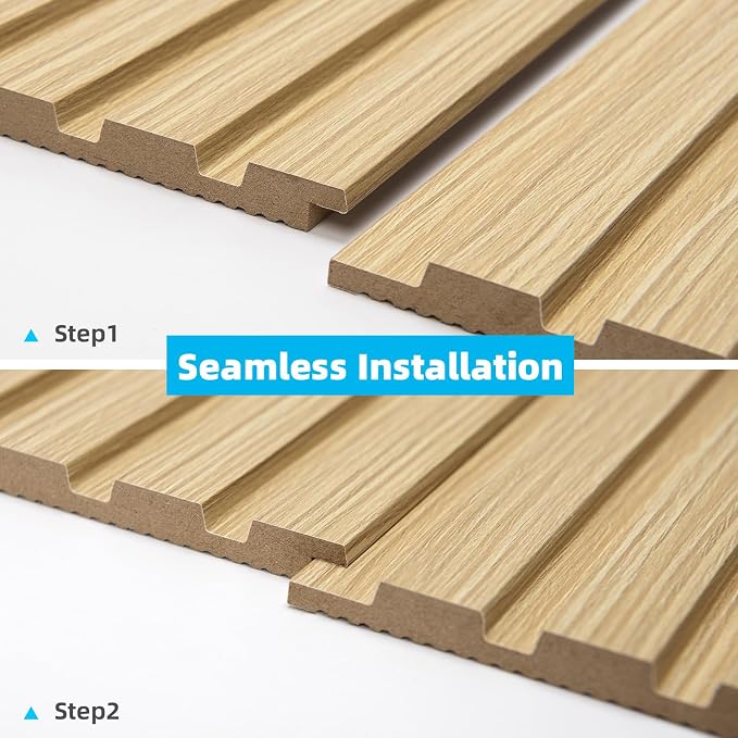 Art3d Wood Slat Wall Panels, Fluted MDF, 6-Pack, 94.6 x 7.4 in,Oak | 3D Textured Panels for Accent Walls, Ideal for Living rooms, Bedrooms, Offices, Entryways and Studios - Image 7