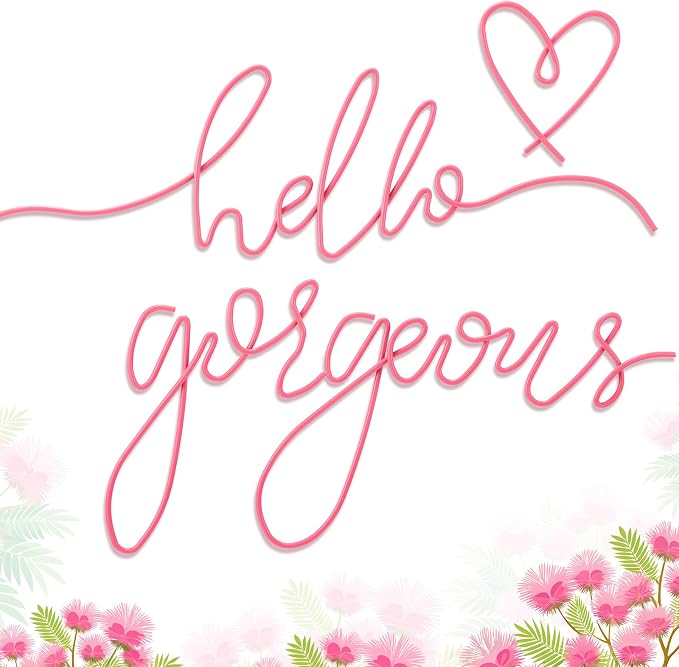Hicarer Metal Hello Gorgeous Wall Art Minimalist Wall Decor,Pink,Classic | for Bedroom Bathroom Living Room Dressing Room Salon Vanity Office Home Decoration, Easy to Install by Hicarer