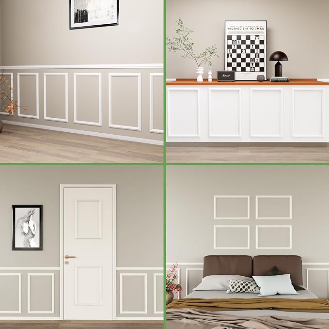 Pre Cut Wall Molding Kit, 2 Set 16" x 24", Ready-to-Assemble, Paintable | Peel And Stick Wainscoting Panels, Waterproof, Lightweight Wall Moulding Panel for Interior Walls Door Island Picture Frame - Image 9