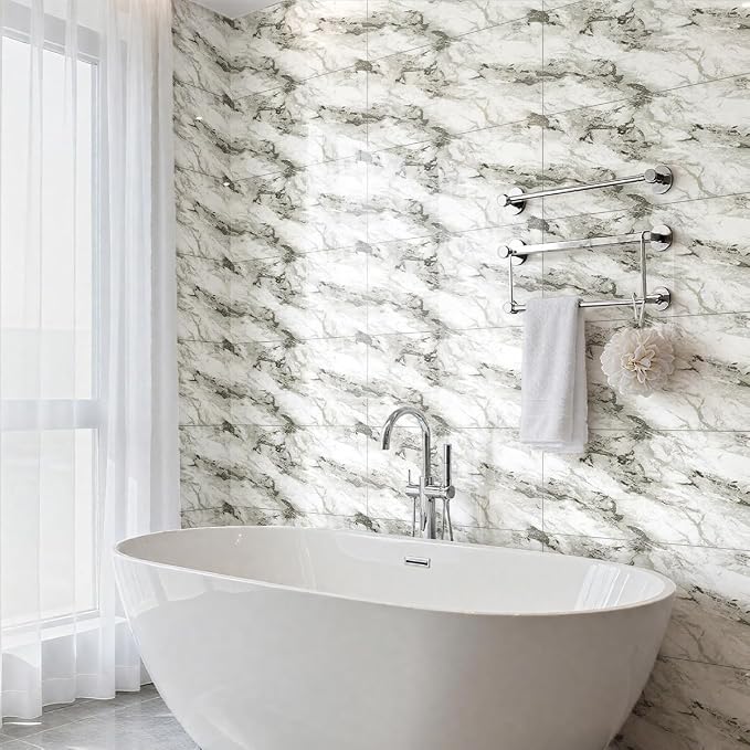 10 PCS Marble Peel and Stick Wall Panels 23.6"x11.8" Sticker | Self Adhesive, PVC, Waterproof Backsplash Tile for Bathroom, Kitchen, Living Room, Style9 - Image 3