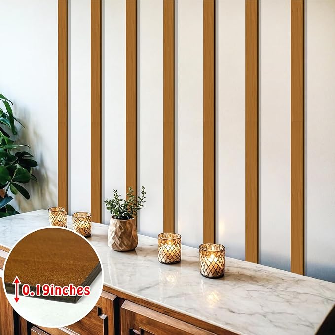 Rustic Wooden Wall Art Decor Striped Decoration Geometric Line Wall Sticker | Wood strips for wall, mid century modern decor, home art plaque, peel and stick, removable, for living room bedroom farmhouse - Image 6