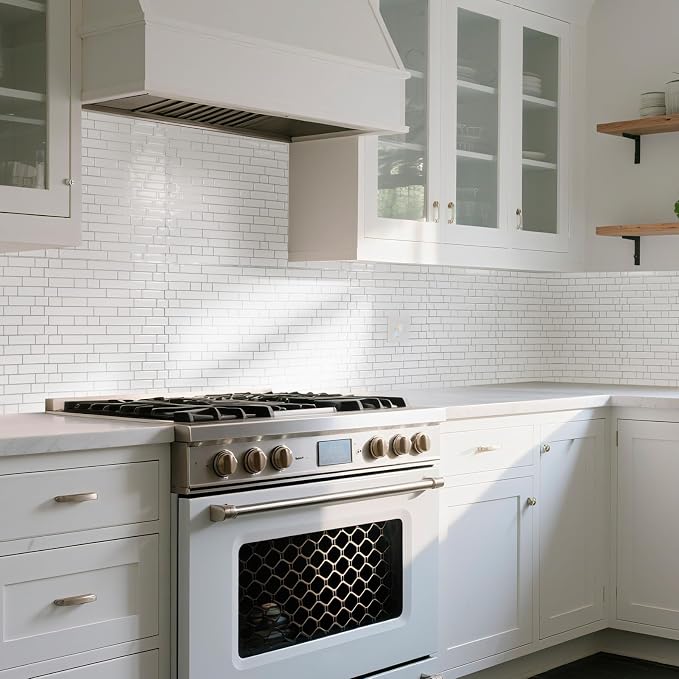 Art3d Linear Tile Peel and Stick Backsplash, 10-Pack, White with Gray Grout | 12 x 12 Inch, Enhanced Thickness, Warp Resistant, Strong Adhesion, Sturdy, for Kitchen, Bedroom, Ideal for Home Improvement - Image 2