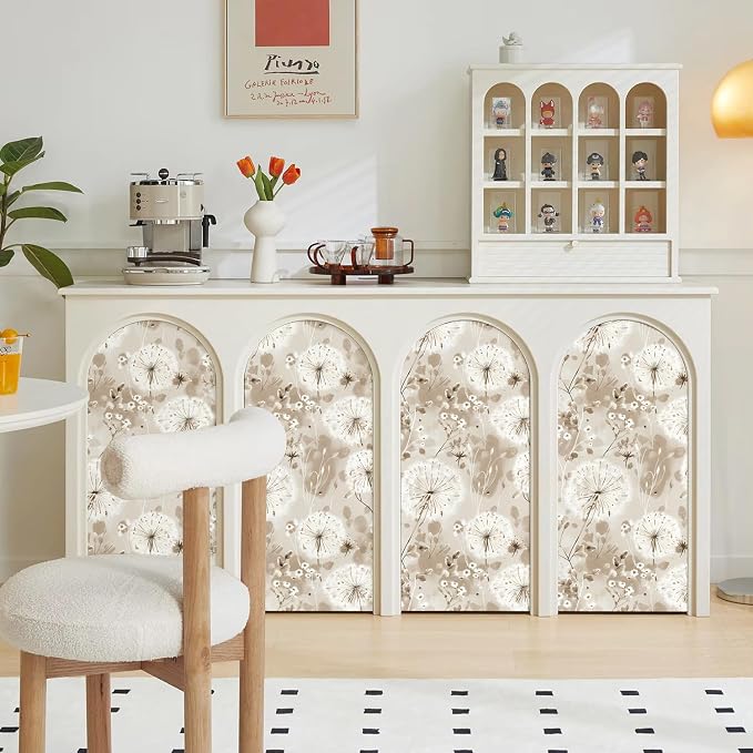 Nukofal Floral Peel and Stick Wallpaper Dandelion for Cabinet 16.9"x393.7" | Vintage Floral Contact Paper Brown Wallpaper Peel and Stick Waterproof Self Adhesive Removable for Cabinet Bedroom Decorative - Image 6