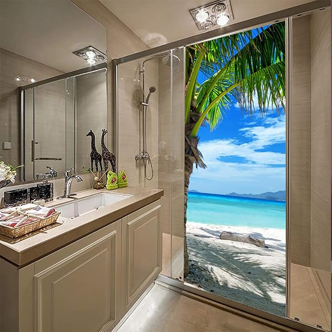 Door Stickers Peel Stick Murals-Wall Covers Decorative Decal Coconut Tree | 30.3"W x 78.7"H, 3D Coconut Tree Wallpaper，Waterproof Removable Opaque Vinyl Self Adhesive Fake Door Decor for Home Office - Image 6