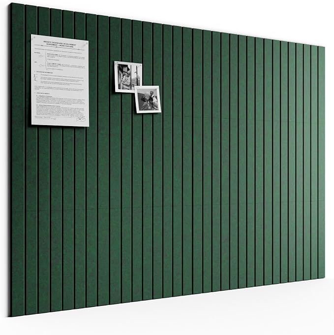 Bumusty 48"x 36" Large Felt Bulletin Board Tiles, Pine Green | 12-Pack Cork Board Alternative, Wall Decor, 30 Pushpins, 60 Adhesive Tabs, Vision Board, Office, Classroom, Home, Dorm by BUMUSTY