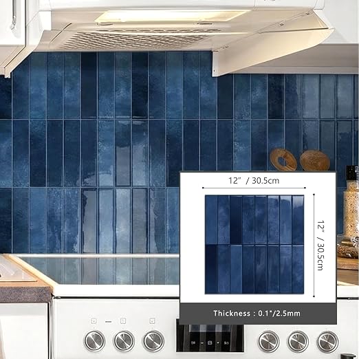 10 Sheets Upgraded Thicker Design Subway Tile Peel and Stick Backsplash | 12”×12”Self Adhesive Wall Tiles Stick on Back Splash for Kitchen,Bathroom,Camper(Blue) - Image 5