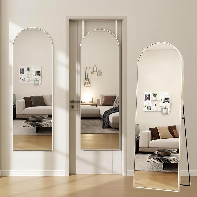 Dewfig 50"x 16" Full Length Door Mirror with Stand, Full Body Mirror, White by YourSpacePerfectlyReflected