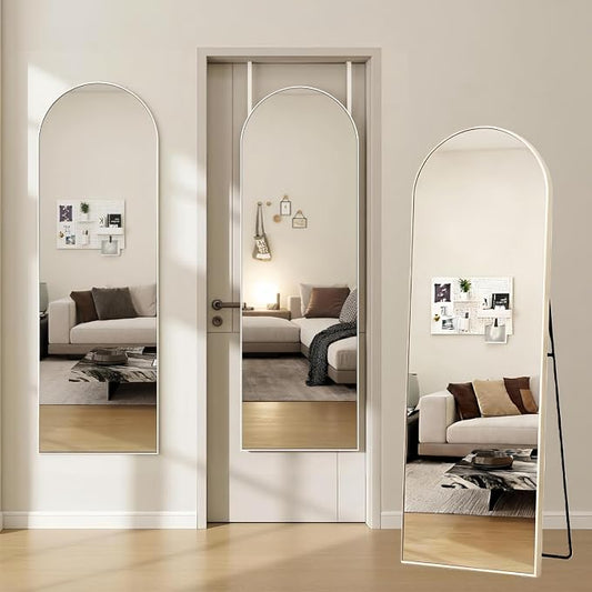Dewfig 50"x 16" Full Length Door Mirror with Stand, Full Body Mirror, White by YourSpacePerfectlyReflected
