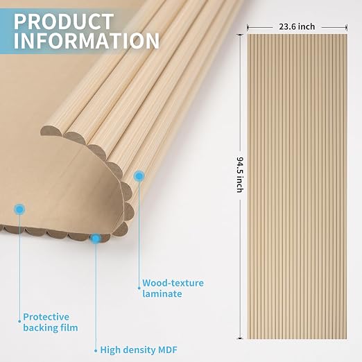 Art3d Roll-Flat Beaded Wood Slat Wall Panel, 1-Pack, 94.5" x 23.6", Ashtree | Flexible, Durable, Crack Resistant, Glue on, Easy to Install, for New Home Buyer, Future Mover to Upgrade Office, Living Room - Image 7