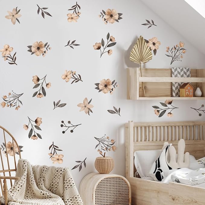 Boho Flower Wall Decals - Watercolor Wildflower Wall Art, Girls & Kids Room Decor - Image 6