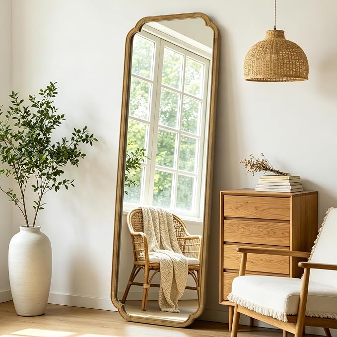 WallBeyond Full Length Mirror Wall Mounted 71"x24", Rustic Wooden Frame Floor Mirror, Large Full Body Mirror for Bedroom, Leaning or Hanging Against Wall (Natural Solid Wood) by WallBeyond