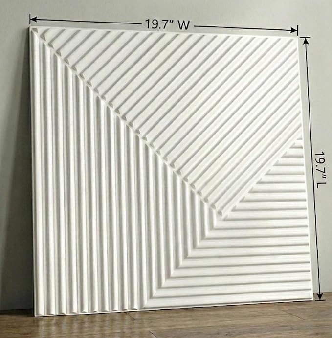 3D Wall Panels for Interior Wall Decor, PVC, White | 19.7x19.7 Inch, 12 Pack Covers 32 Sq Ft, Decorative Textured Tile, Paintable, Fire Resistant, Lightweight Modern Accent - Image 11