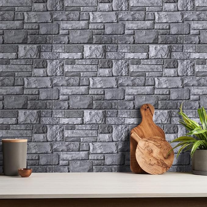 Commomy Faux Stone Peel and Stick 3D Wall Panels 10 Pcs 11.8" x 11.8" | Ultralight Thin PVC Printable Faux Rock Wall Covering Decorative Tiles for Living Room,Fireplace(Covers 9.7 sq.ft) - Image 8
