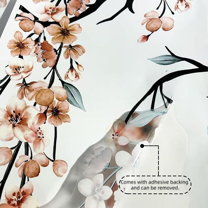 Large Light Pink Cherry Blossom Tree Wall Stickers | 4 Sheets Spring Flower Bird Wall Decals Peel and Stick Waterproof Wall Murals Decor for Living Room Bedroom (11.8*35.4inch) - Image 5