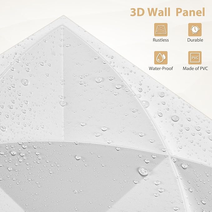 Heikki 30 Pack 3D Wall Panel for Interior Wall Décor, PVC Flower Textured Wall Panels for Living Room Bedroom Hotel Office, 11.8"x11.8", Double-Sided Tape (White-LJH) - Image 2