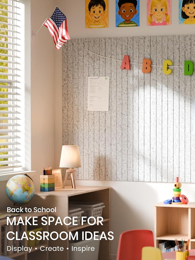 Bumusty 48"x 36" Large Felt Bulletin Board Tiles, Light Gray | 12-Pack Cork Board Alternative, Wall Decor, 30 Pushpins, 60 Adhesive Tabs, Vision Board, Office, Classroom, Home, Dorm - Image 5