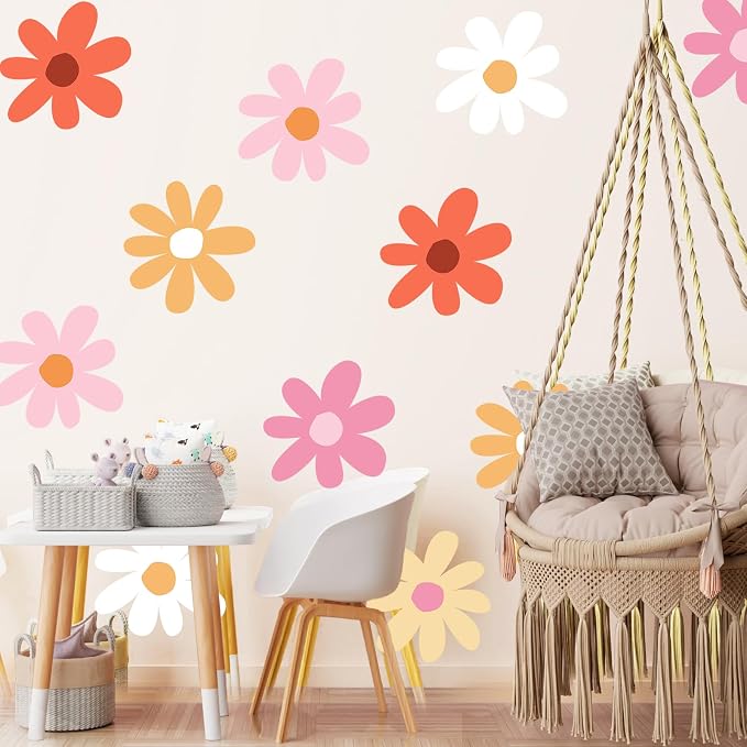 TaoBary 12 Sheet Daisy Wall Sticker Decal Removable Big Flower Sticker | Colorful Flower Wall Sticker, Large Floral Decal, Daisy Bedroom Room Decor, Peel and Stick, Nursery Home Wall Decor by TaoBary