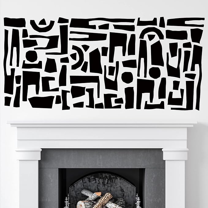 Black Abstract Stone Block Wall Decal, Modern Geometric Wall Décor | Stunning mysterious painted look accent wall in minutes. Peel and stick Matte vinyl stickers for bedroom, hallway, office - Image 5