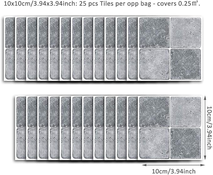Alwayspon 25 Pcs Self-Adhesive Peel and Stick Tile Decal, Water-Proof Backsplash Wall Tile Sticker for Kitchen Bathroom, 4x4inch - Image 6
