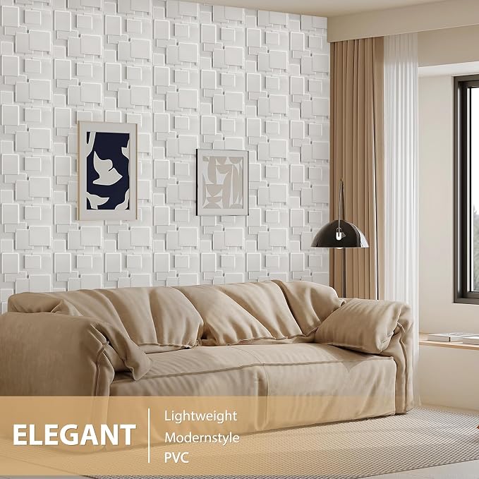Heikki 30 Pack 3D Wall Panel for Interior Wall Décor, PVC Flower Textured Wall Panels for Living Room Bedroom Hotel Office, 11.8"x11.8", Double-Sided Tape (White-YJ) - Image 5
