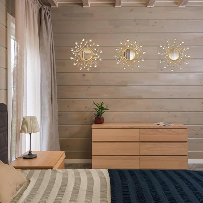 Mirror Wall Decor Sunburst Boho Gold Art Metal Living Room Bedroom Bathroom - Image 6