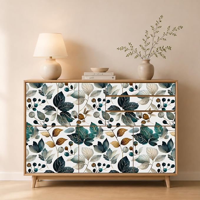 Green Leaves Removable Self-Adhesive Wallpaper for Bedroom & Living Room Decor 17.7×118 Inch,Waterproof Wall Covering for Accent Walls, Apartment, Nursery - Image 3