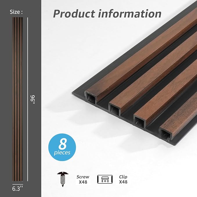Art3d 96 x 6 Inch 3D Fluted Wood Textured Slat Wall Panel, 8-Pack, Walnut | Natural Wood Texture, Weather Resistant, Durable, Easy to Install, Eco-Friendly, Elegant Design, for Living Room, Bedroom - Image 7