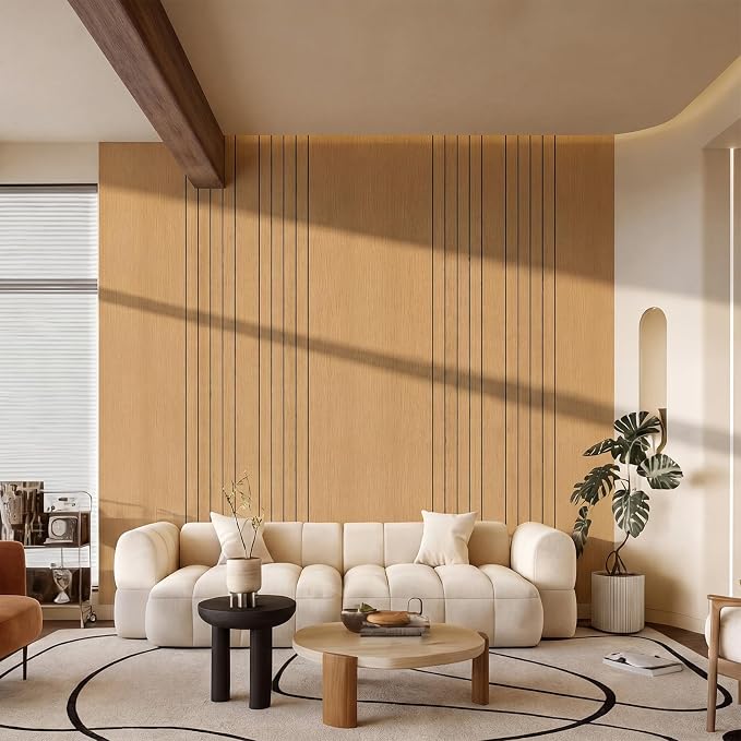 Geelin Peel and Stick Wood Slat Wall Panels for Interior 15.7" x 118" Self Adhesive PVC Thick Faux Oak Wood Grain Wallpaper 3D Soundproof Acoustic Wall Panels for Walls & Ceilings - Image 3