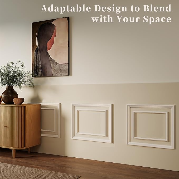 JBER Peel and Stick Wall Molding Kit, 6 Pre-Cut Bilinear Panels, White | Ready-to-assemble pre-cut molding, 3D trim panels for interior wall décor, living room & bedroom accent wall - Image 6