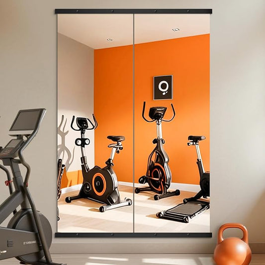 Home Gym Mirror for Wall, 70x24x2PCS Frameless Full Length Mirror, Black by TRAHOME