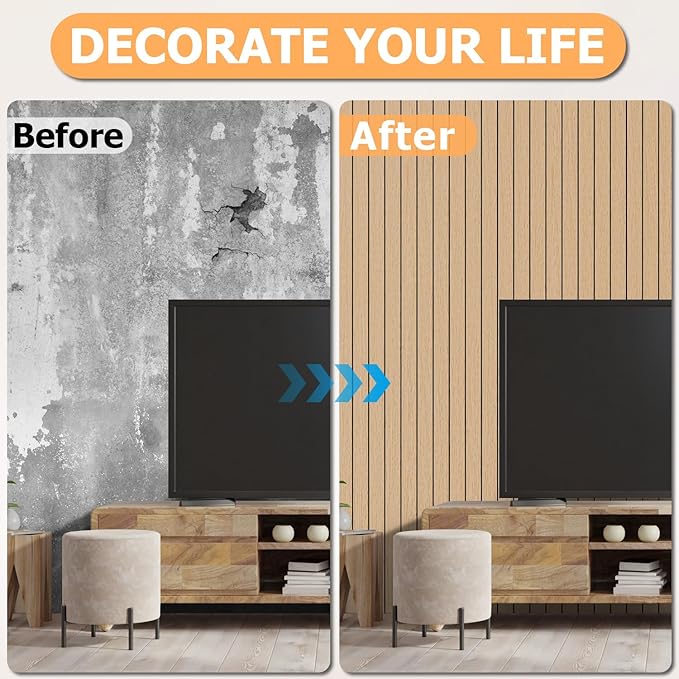 Arthome Peel and Stick Slat Wall Panels 15.7 "x400,Self-Adhesive PVC Wood Grain Wallpaper Panel,3D Thick Faux Soundproof Backsplash Accent Wall Tile for Walls & Furniture (Oak- Coverage 43.6 Sq.ft) - Image 7