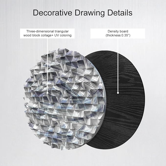 LIUZEYUE - Abstract Blue Line Wood Wall Art, White Background Round Wooden Circle, Modern Minimalist Wall Decor,Round Wood Wall Decor for Office decoration 47.2" - Image 4