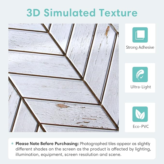Commomy Faux Wood 3D Wall Sticker Peel and Stick Tiles 10 Pcs 11.8" x 11.8" | Ultralight Thin PVC Wood Grain Wallpaper Tiles for Quick DIY Wall Paneling Decor(9.7sq.ft) - Image 3