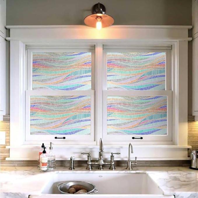 MuralPeel Colorful Geometrical Wave Mosaic Modern Peel and Stick Wallpaper Self Adhesive Removable Easy Peel Off Stick on Wall Paper for Bedroom Cabinet Renter Friendly - Image 4