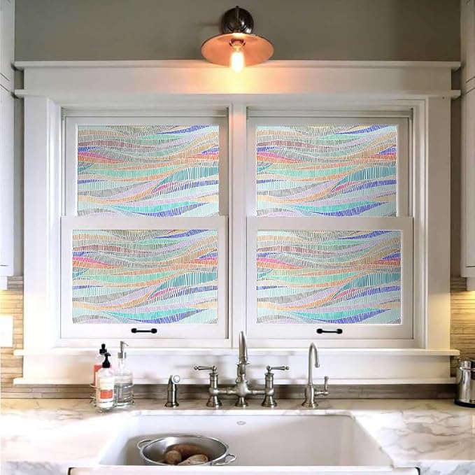 MuralPeel Colorful Geometrical Wave Mosaic Modern Peel and Stick Wallpaper Self Adhesive Removable Easy Peel Off Stick on Wall Paper for Bedroom Cabinet Renter Friendly - Image 4
