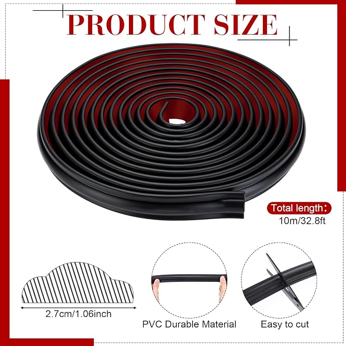 32.8ft x 1.1 Inch Flexible Peel and Stick Molding Trim for Wall, Baseboard, Backsplash, Tile Edge, Chair Rail, Mirror-self Adhesive Moulding Trim for Bathroom Wall Door Floor Window, Black - Image 2