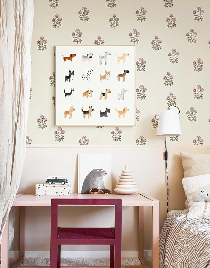Beige Floral Wallpaper Vintage Rose Peel and Stick Wallpaper Waterproof Contact Paper Removable Self Adhesive Drawer Liner Decoration Paper for Walls - 17.3”×196.8” - Image 6