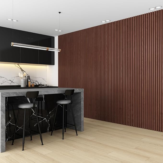Slat Wall Panel 8-Pack, 118’’x6.1’’, Walnut | WPC Wall Panel for Interior Wall Decor, TV Background, Kitchen, Bedroom - Image 4