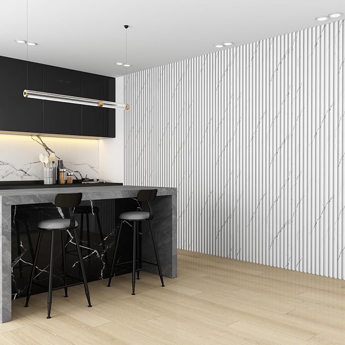 Slat Wall Panel 8-Pack, 118’’x6.1’’, Marble White | WPC Wall Panel for Interior Wall Decor, TV Background, Kitchen, Bedroom - Image 4