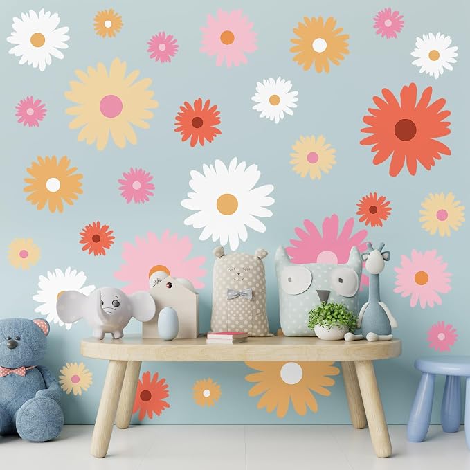 TaoBary 12 Sheet Large Daisy Wall Stickers Decal Flower Wall Sticker | Big Flower Wall Decal, Floral Sticker, Daisy Bedroom Room Decor, Peel and Stick, Nursery Home Wall Decor - Image 5