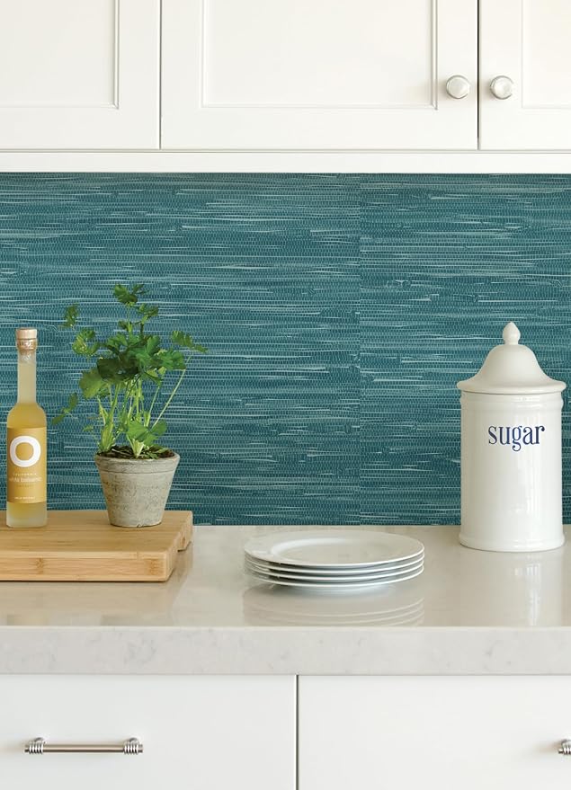NuWallpaper Steel Blue Grassweave Peel & Stick Wallpaper, NU2874 - Image 7