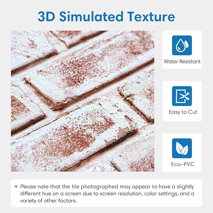 COMSTICKC 3D Faux Brick Wall Panels Peel and Stick, 10 Pcs 15.7" x 11.8" | Not Real Brick, Ultra-Light Thin PVC 3D Fake Brick Decorative Wall Covering for DIY Interior Decor, Cover 12.9 sq ft - Image 3
