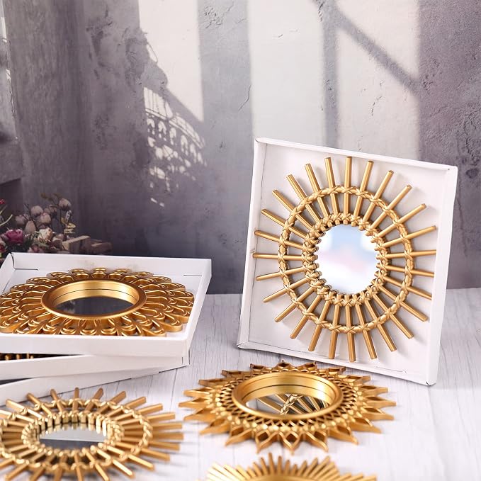 Namalu 6 Pcs Sunburst Round Mirror for Wall Decor, Classic, Gold - Image 4